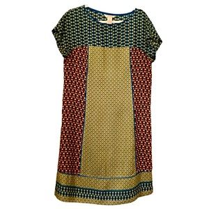 Sundance 100% Silk Patchwork Geometric Print Dress Sz 8